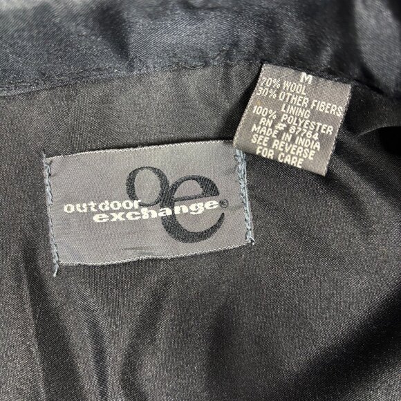 VTG 90s Outdoor Exchange Black Wool Flannel Heavy Shirt Jacket Shacket Mens M/L* - Picture 6 of 9